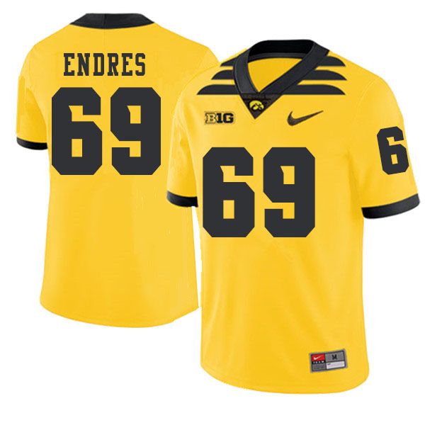 2019 Men #69 Tyler Endres Iowa Hawkeyes College Football Alternate Jerseys Sale-Gold - Click Image to Close